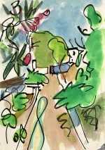 Watercolor by Jason Berger: The Path, Carvoeiro, available at Childs Gallery, Boston