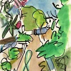 Watercolor by Jason Berger: The Path, Carvoeiro, available at Childs Gallery, Boston