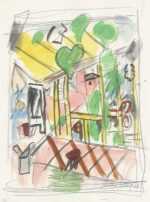 Watercolor by Jason Berger: The Potting Shed, available at Childs Gallery, Boston