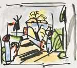 Watercolor by Jason Berger: The White House (Tavira), available at Childs Gallery, Boston