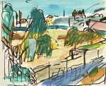 Watercolor by Jason Berger: View from My Window (Tavira), available at Childs Gallery, Boston