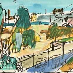 Watercolor by Jason Berger: View from My Window (Tavira), available at Childs Gallery, Boston