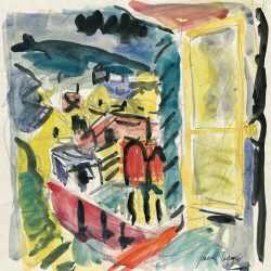 Watercolor by Jason Berger: [View through Window], available at Childs Gallery, Boston