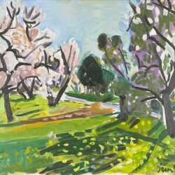Painting By Jason Berger: Almond Trees In Bloom, Tavira At Childs Gallery