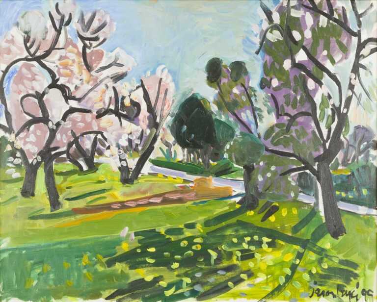 Painting By Jason Berger: Almond Trees In Bloom, Tavira At Childs Gallery