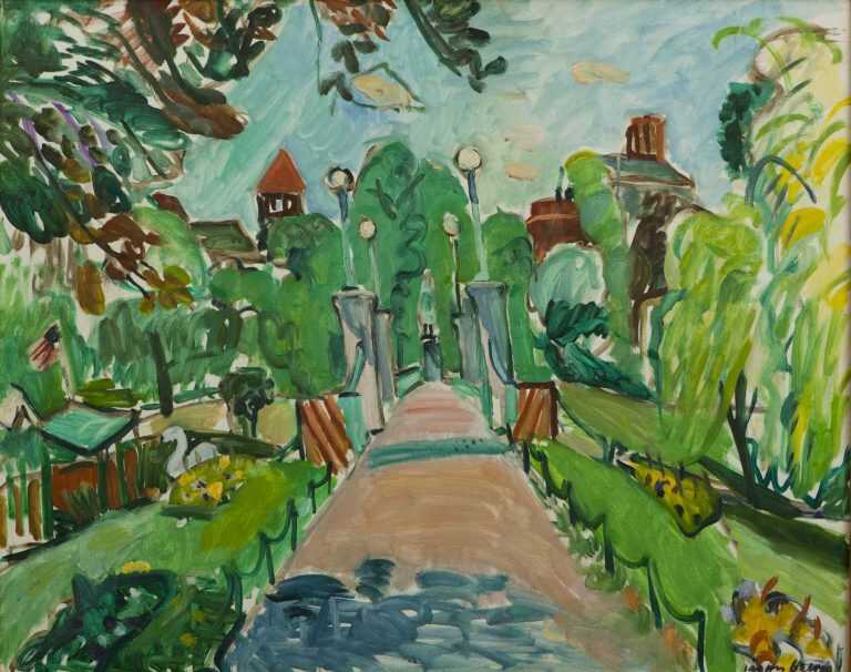Painting By Jason Berger: Bridge In The Boston Public Garden At Childs Gallery