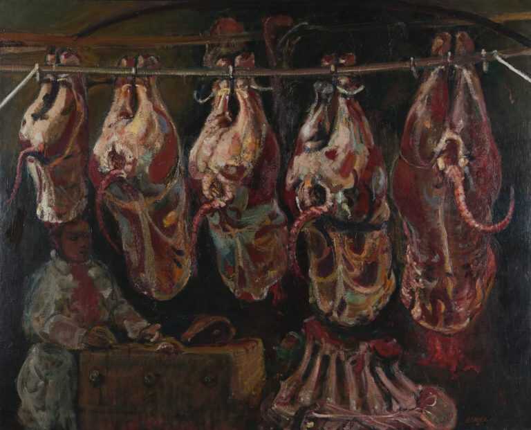 Painting By Jason Berger: Quincy Market Butcher Shop At Childs Gallery