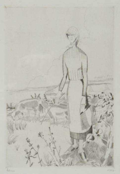 Print by Jean-Emile Laboureur: La Grande Bergère, represented by Childs Gallery