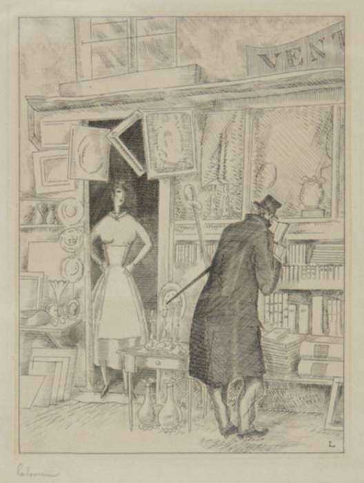 Print by Jean-Emile Laboureur: Le Fureteur, represented by Childs Gallery