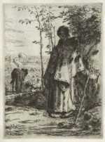 Print by Jean-François Millet: La Grande Bergere, represented by Childs Gallery
