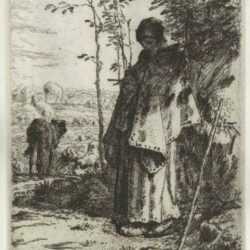 Print by Jean-François Millet: La Grande Bergere, represented by Childs Gallery