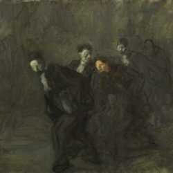 Painting by Jean-Louis Forain: Scene de Tribunal, represented by Childs Gallery