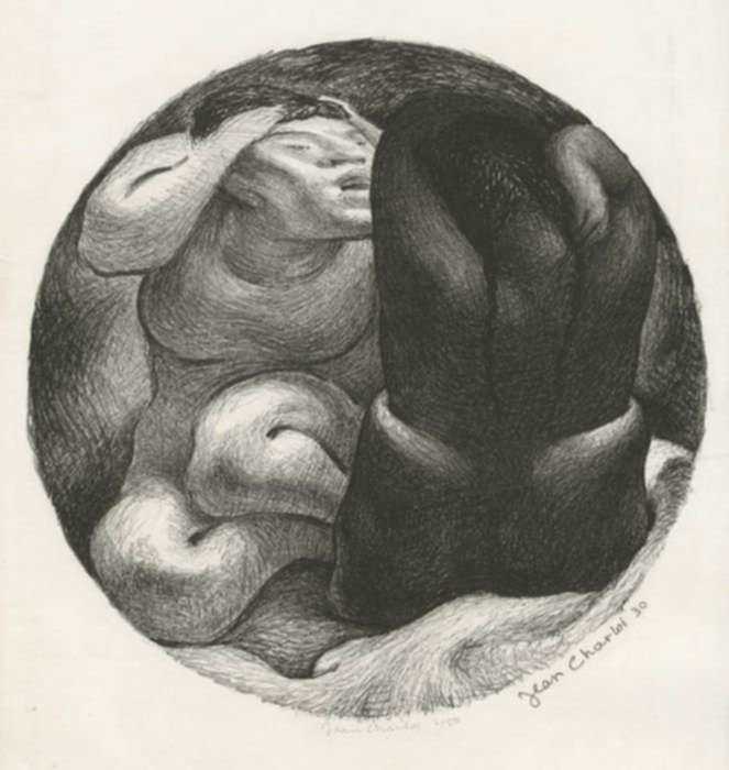 Print by Jean Charlot: Tondo: Nudes, represented by Childs Gallery