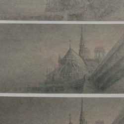 Ink wash by Jean Michel Mathieux-Marie: [Three Views of Cathedral], represented by Childs Gallery