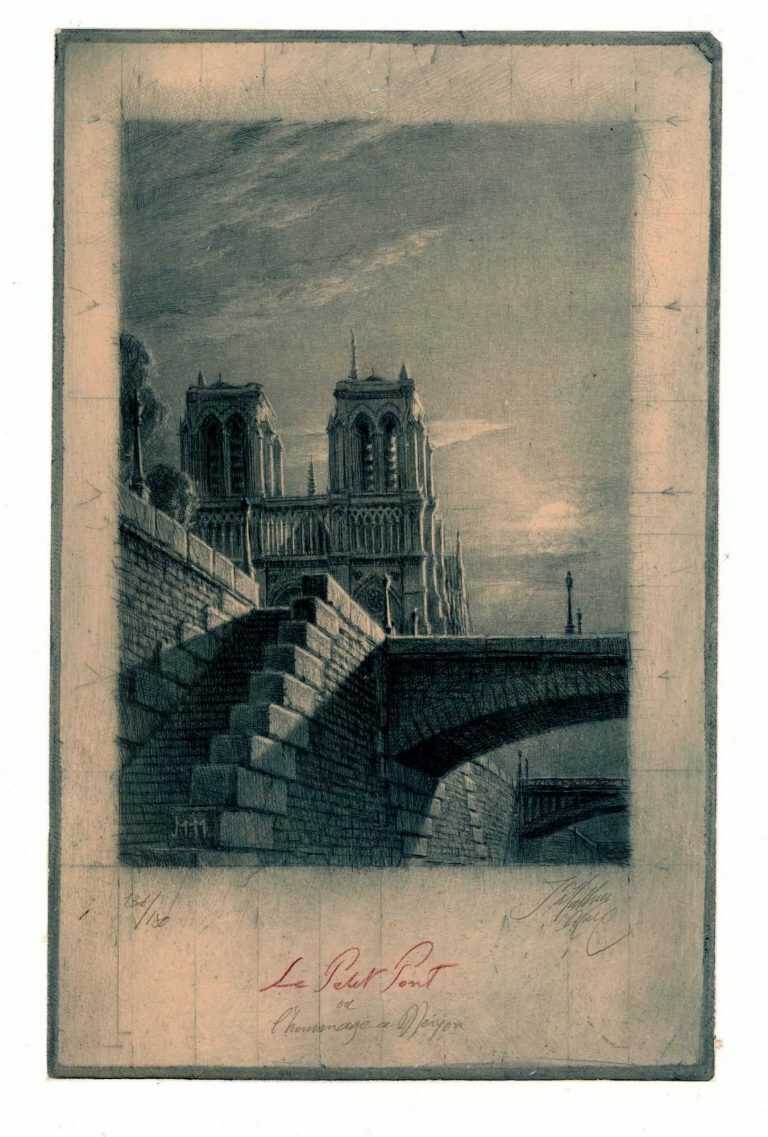Print By Jean Michel Mathieux Marie: Le Petit Pont, Or Hommage à Meryon At Childs Gallery
