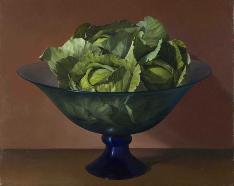 Painting By Jeanne Duval: Cabbages In A Blue Bowl At Childs Gallery