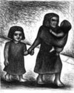 Print by Jesús Escobedo: Woman with Children, represented by Childs Gallery