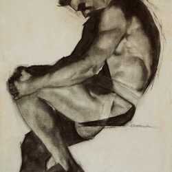 Drawing by John Grabach: [Drawing of a Male Nude Facing Left], available at Childs Gallery, Boston