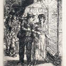 Print by John Sloan: Jewelry Store Window, or Carlotta's Indecision, available at Childs Gallery, Boston