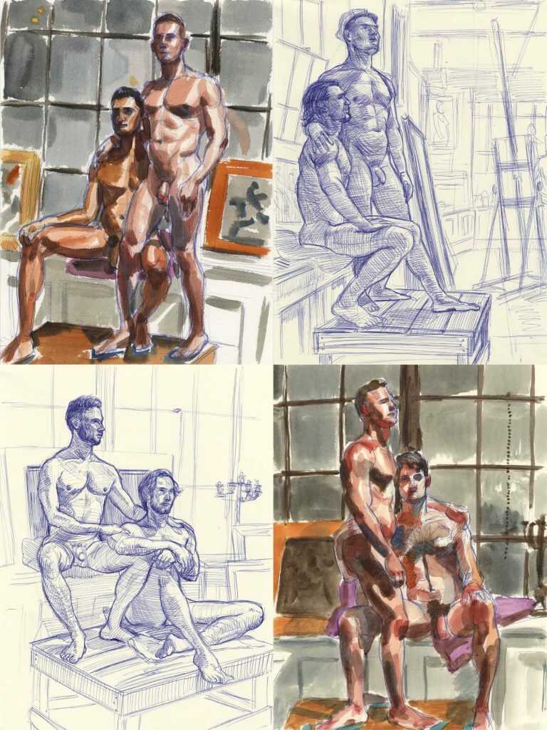 Drawing By John Macconnell: Collage Of Nude Studies At Childs Gallery