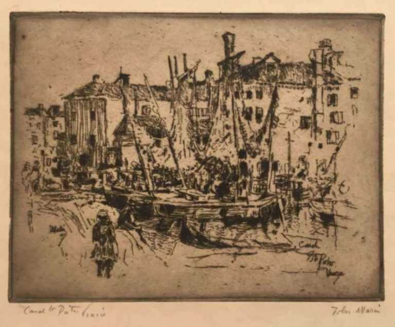 Print by John Marin: Canal St. Pietro, Venice, represented by Childs Gallery