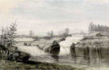 Print by John Mix Stanley: Falls of the Spokane, represented by Childs Gallery