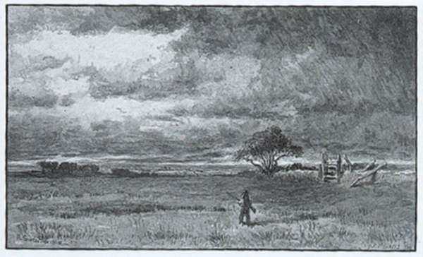 Print by John Parker Davis: [Landscape with Hunter], represented by Childs Gallery