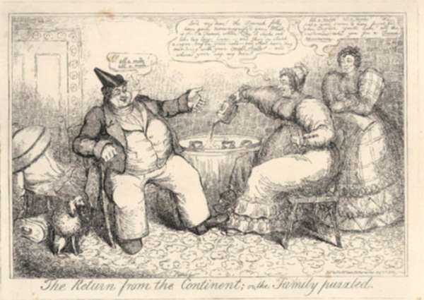 Print by John Phillips: The Return from the Continent; or the family puzzled, represented by Childs Gallery