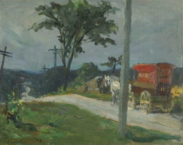 Painting by John Sloan: Bakery Wagon, represented by Childs Gallery