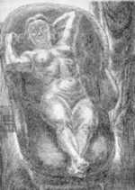 Print by John Sloan: Nude Foreshortened, represented by Childs Gallery
