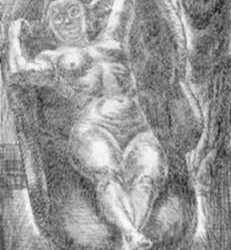 Print by John Sloan: Nude Foreshortened, represented by Childs Gallery