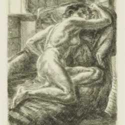 Print by John Sloan: Nude on Draped Couch, represented by Childs Gallery
