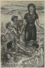 Print by John Sloan: Sally, Kids, and Philip Bathing or Of Human Bondage, Chapter, represented by Childs Gallery