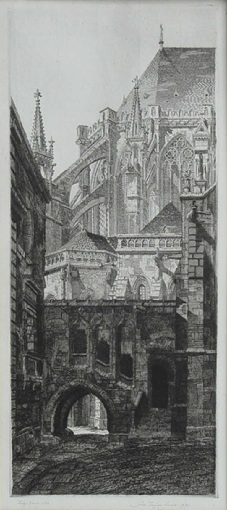 Print By John Taylor Arms: Abside De La Cathédrale De Saint Pierre Et Saint Pierre Et Saint Paul, Troyes, Or Apse Of The Cathed At Childs Gallery