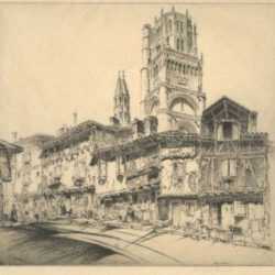Print by John Taylor Arms: Albi or The Cathedral of Sainte Cécile, represented by Childs Gallery