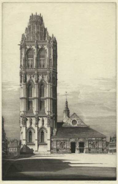 Print by John Taylor Arms: Aspiration, La Madeline, Verneuil-Sur-Avre, or Fraternité, E, represented by Childs Gallery