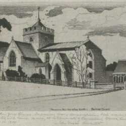 Print by John Taylor Arms: Britford Church (Sketch), represented by Childs Gallery