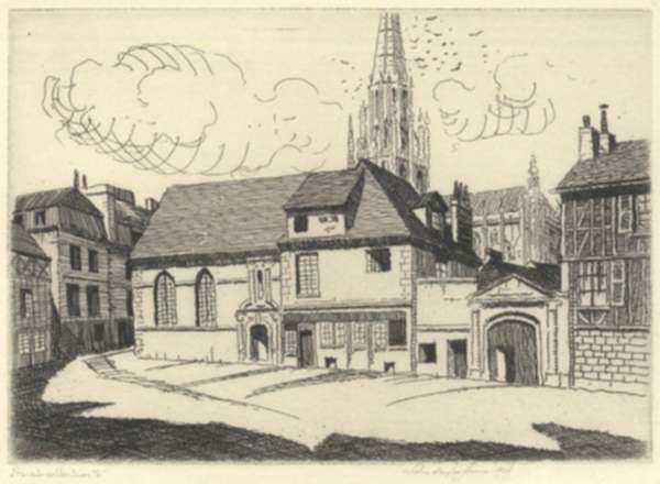 Print by John Taylor Arms: Caudebec-en-Caux (Sketch), represented by Childs Gallery