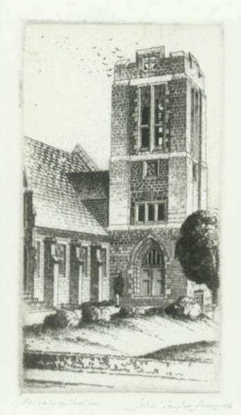 Print by John Taylor Arms: Chevy Chase Presbyterian Church, Washington, D.C., represented by Childs Gallery