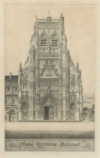 Print by John Taylor Arms: Gloria: Saint Riquier or The Church of Saint Riquier or Glor, represented by Childs Gallery