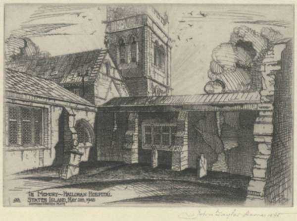 Print by John Taylor Arms: In Memory--Halloran Hospital, Staten Island or In Memory, En, represented by Childs Gallery