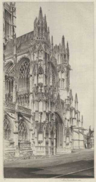 Print by John Taylor Arms: Memento Vivere, Notre Dame, Evreux, represented by Childs Gallery