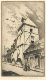 Print by John Taylor Arms: Sixteenth Century Tower, Lisieux (The Lisieux Tower, Sixteen, represented by Childs Gallery