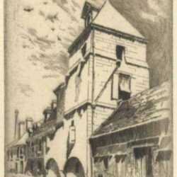 Print by John Taylor Arms: Sixteenth Century Tower, Lisieux (The Lisieux Tower, Sixteen, represented by Childs Gallery