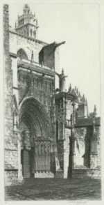 Print by John Taylor Arms: Spanish Profile, Palencia or La Puerta del Obispo or The Doo, represented by Childs Gallery