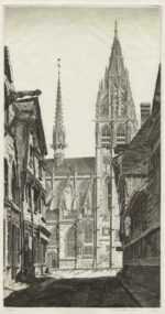 Print by John Taylor Arms: Sunlight on Stone, Caudebec-en-Caux [France], represented by Childs Gallery