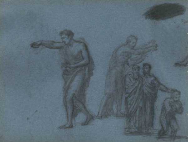 Drawing by John Vanderlyn: Study of the "Baptism of Christ" after Nicolas Poussin [Sket, represented by Childs Gallery