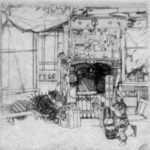Print by John Winkler: Basket Mender, represented by Childs Gallery