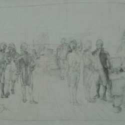 Drawing by John Winkler: Preliminary Study for Washington Bicentennial Plate, represented by Childs Gallery