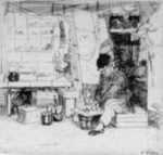 Print by John Winkler: Small Delicatessen Booth, represented by Childs Gallery